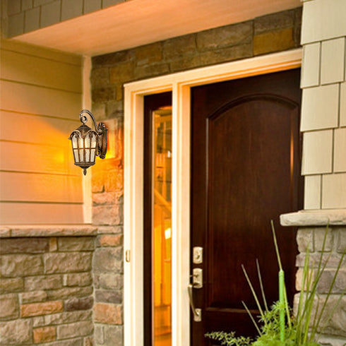 Outdoor Wall Light Waterproof Exterior Wall Lantern Brass with Rust